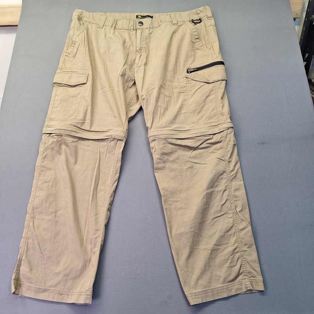 BC Clothing Co Mens XXL x 30 Convertible Cargo Pants Khaki Tan Zip Off Hiking